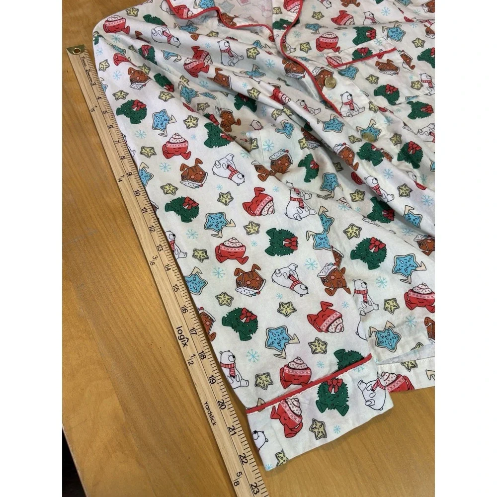 Wondershop Christmas Pajama Mens Top Size Medium Holiday Festive Button Shirt